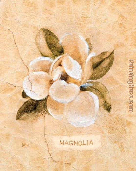 Magnolia on Cracked Linen painting - Cheri Blum Magnolia on Cracked Linen art painting